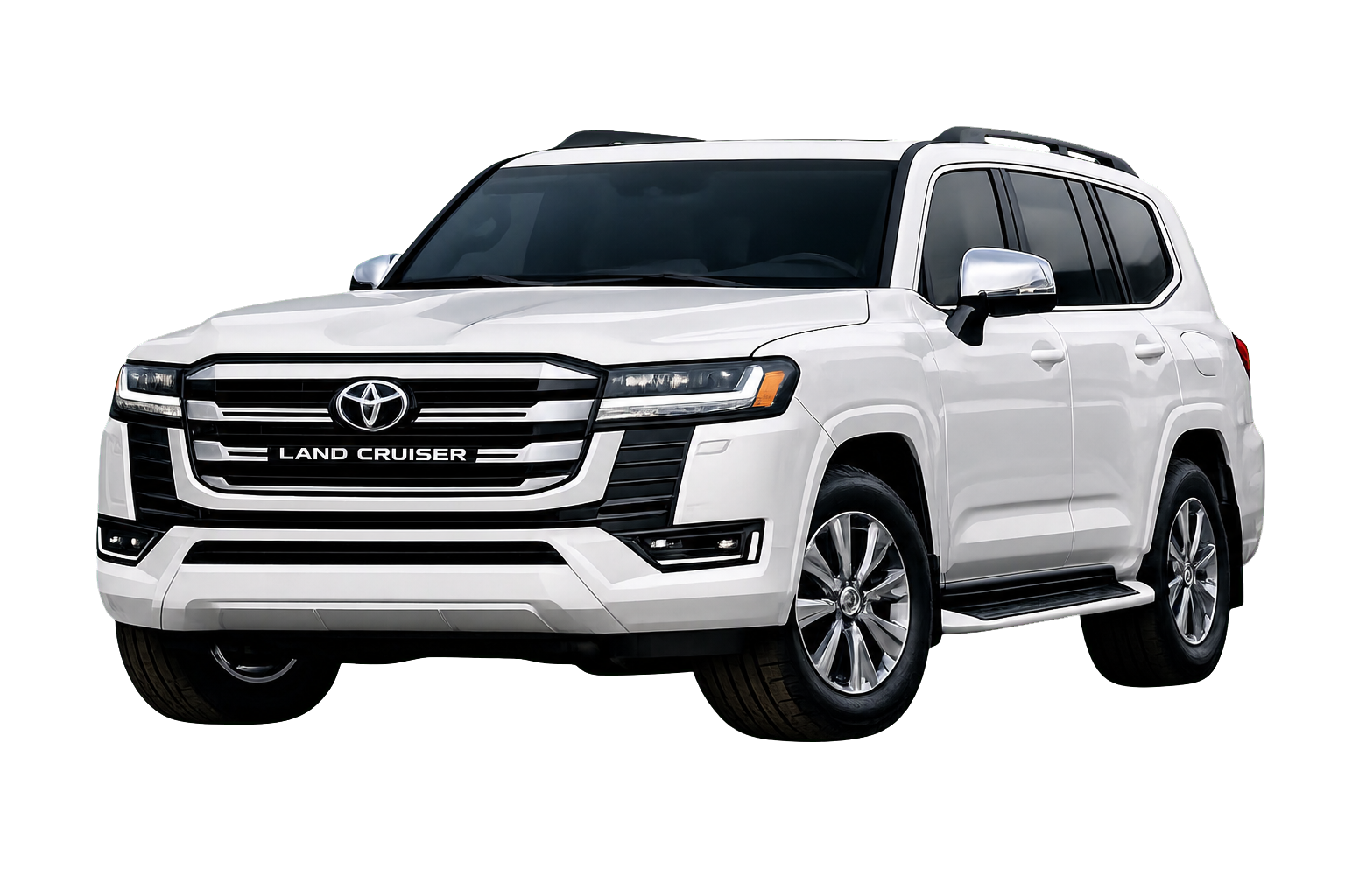 White Toyota Land Cruiser representing iDrive premium vehicle hire in Pakistan
