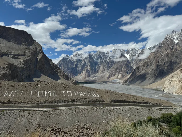 The Karakoram Highway winding through the northern mountains