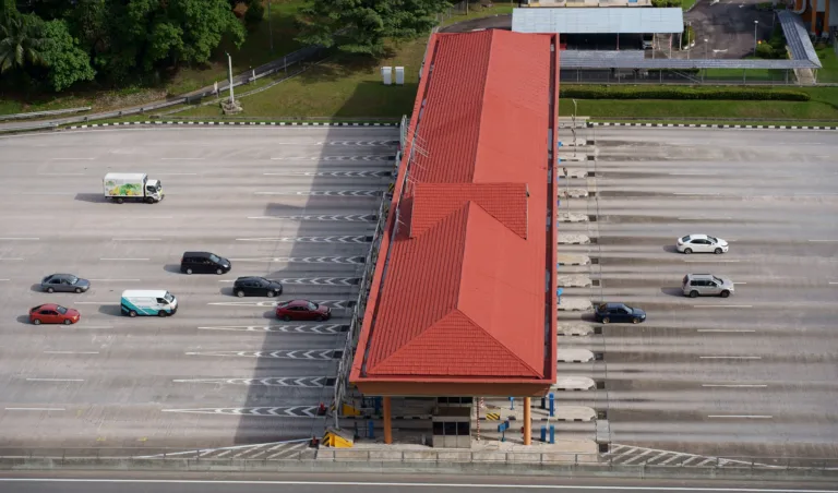 A motorway toll gate on a Pakistani highway